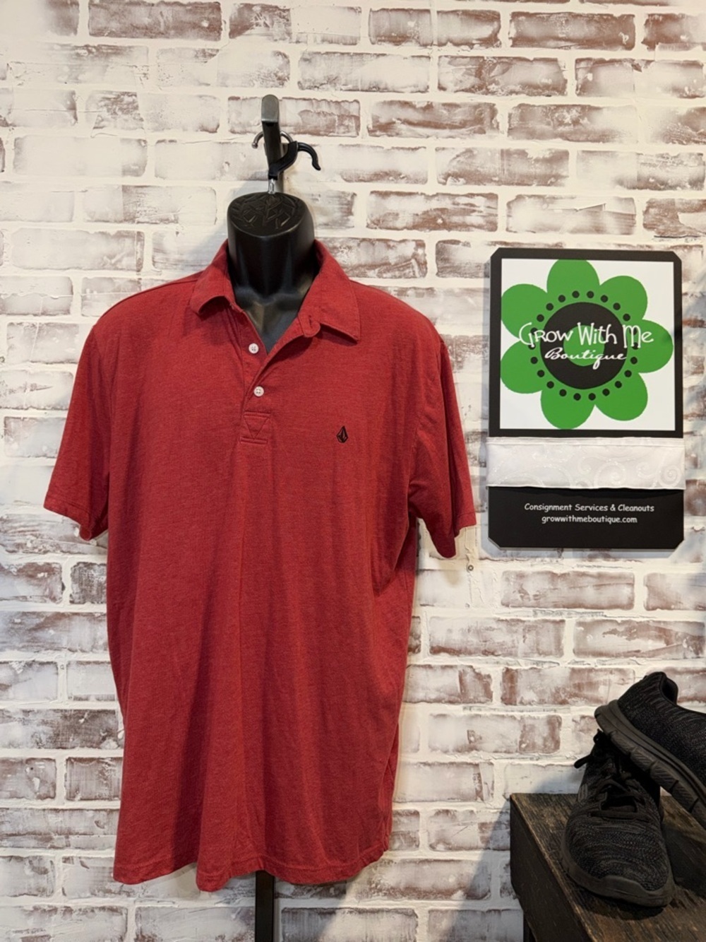 Volcom Men’s Brick Red Short Sleeve Polo large